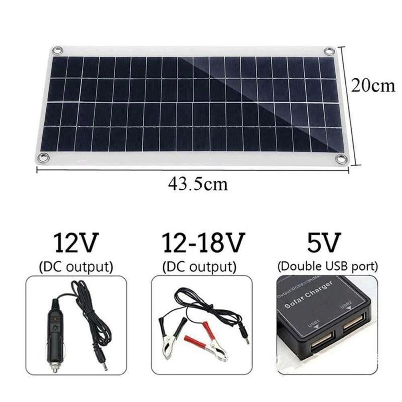 30W 12V Solar Panel Kit Dual USB Output 20A 50A Controller for Car Boat Yacht Battery Charger