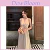 Satin Long Dress With Knit Fabric And Draped Neck For Elegant Festivals