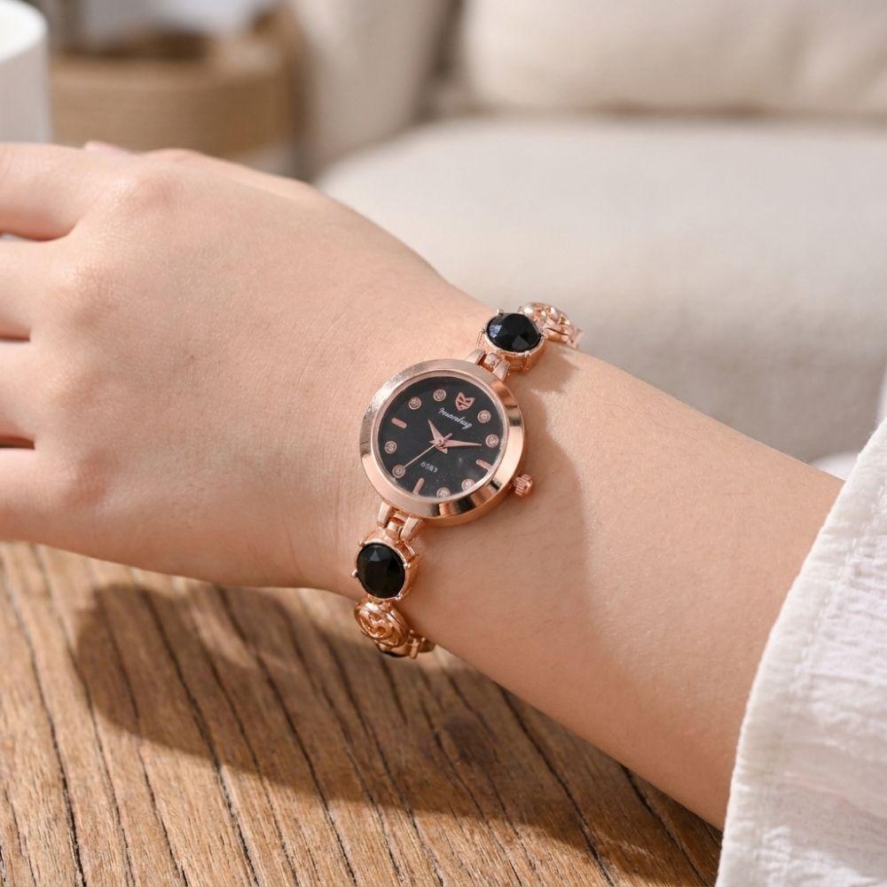 Rhinestone Rotundity Shaped Watch Diamond Studded Watch Strap Wrist Decoration Quartz Watches Gift