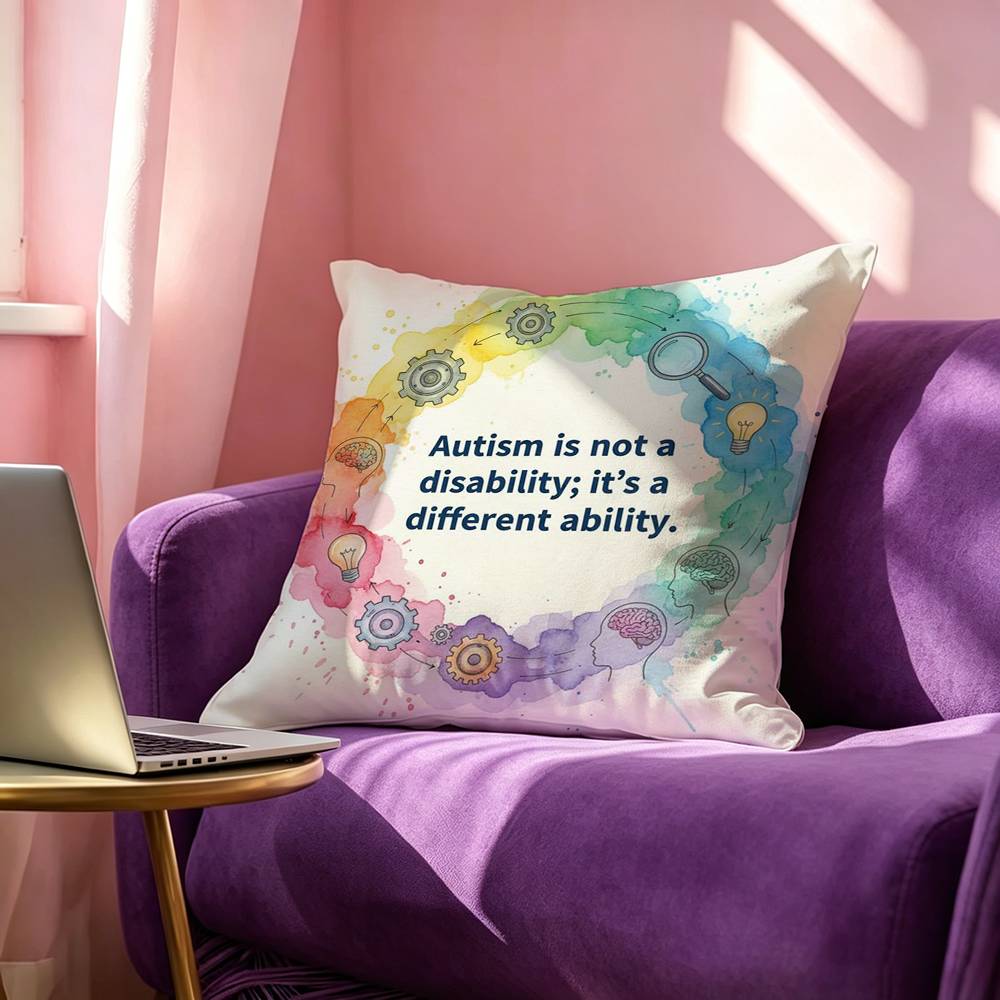 Autism Acceptanc Creative Slogan Square Double-Sided printed Pillow Case Bedroom Bedside Pillow Sofa Cushion Cover