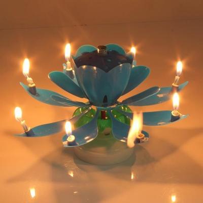 Romantic Musical Candle for Birthday Cake In the Shape of a Rotating Lotus