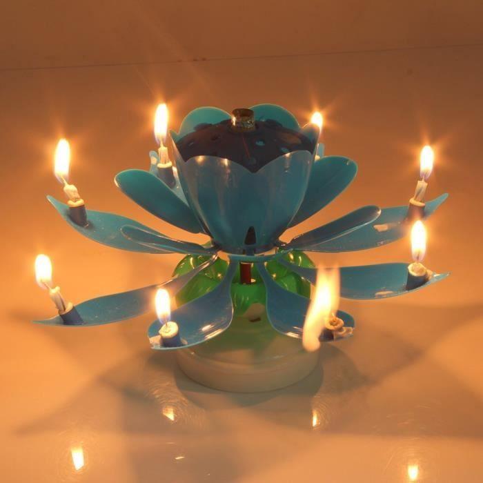 

Romantique Musical Bougie pour gâteau Anniversaire en forme de lotus rotatif