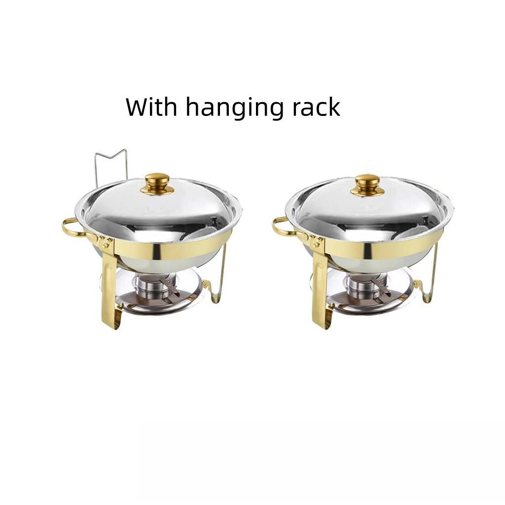Alcohol Stove Large Capacity Circular Gold-plated Insulated Heating Furnace Hotel Restaurant Stainless Steel Buffet Stove