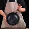 Traditional Forged Iron Wok with Wooden Lid Non-Stick Uncoated Iron Pan Japanese Cookware for Gas Induction & Electric Stoves