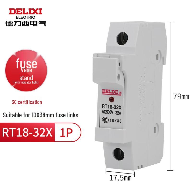 

DeLixi RT18-32X Fuse Holder with Indicator Light Base CN plug (adapter included)