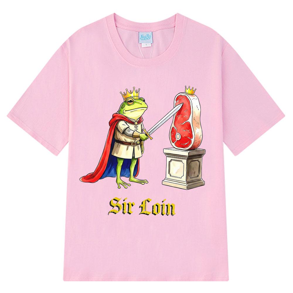 Sir Loin Ritter Lustiges Frosch Meme Shirt für Unisex Damen Mode T-Shirts Sommer Kurzarm Baumwolle Locker Lässig Hiphop T-Shirts