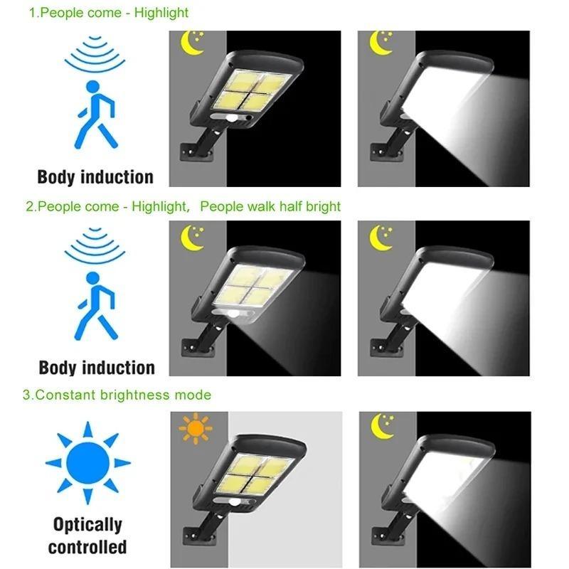 COB Upgraded Super Bright Solar Street Lamp, Outdoor Waterproof LED Solar Light with Motion Sensor for Garden Yard Patio Security Lighting