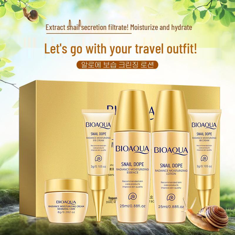 BIOAQUA Snail Skincare Five-Piece Travel Set - Hydrating & Moisturizing Cosmetics