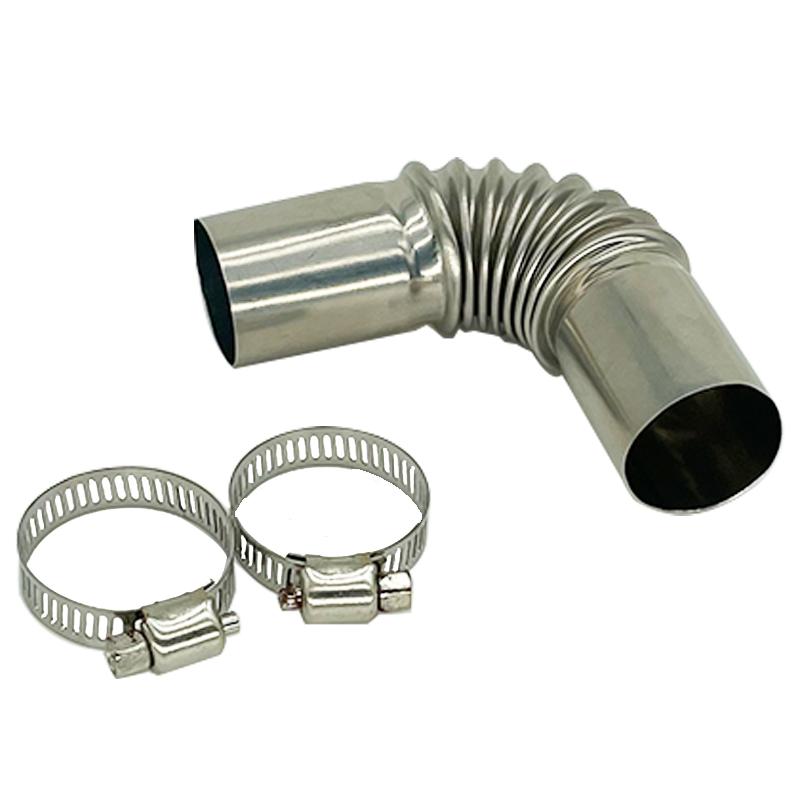 Exhaust Pipe Tube Car Accessories Elbow Connector w/ 2 Clamps Stainless Steel For Eberspacher Webasto Air Diesel Parking Heater