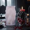 Relief Rose Skeleton Hand Silicone Candle Mold 3D Spooky Hold Skull Plaster Resin Mold DIY Handmade Halloween Gothic Decor Craft
