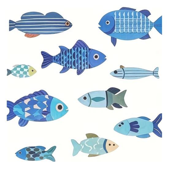 10 шт. Деревянная Рыба Морской Настенный Декор Рустикальное Подвесное Пляжное Украшение Океанская Прибрежная Тема Винтажная Синяя Рыба Скульптура для Гостиной Ванной Кухни