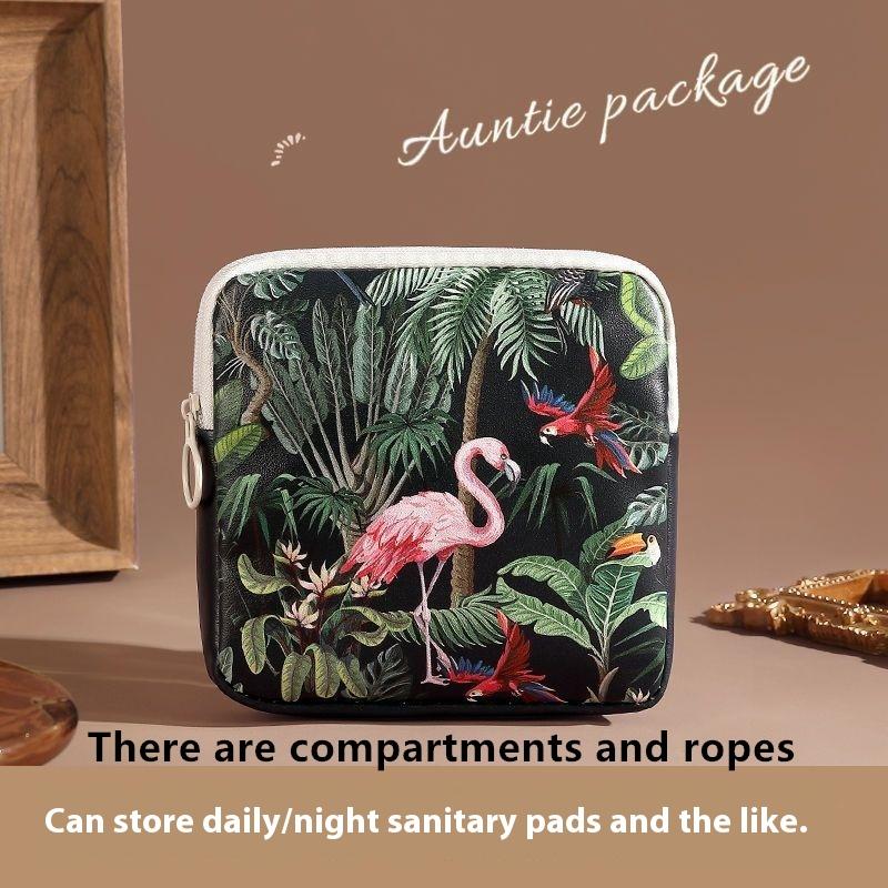 תיק פלסטיק סניטרי היגייני יצירתי הדפס פרחוני קיבולת גדולה רב-תכליתי ארנק מטבעות תיק אחסון קוסמטי נייד