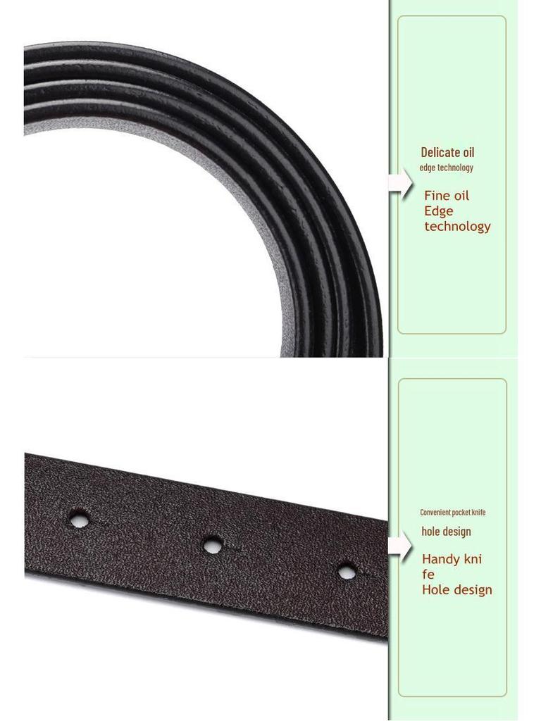 Women's Genuine Leather Belt with Smooth Buckle, Pure Cowhide, Korean Fashion, Versatile Casual Style.