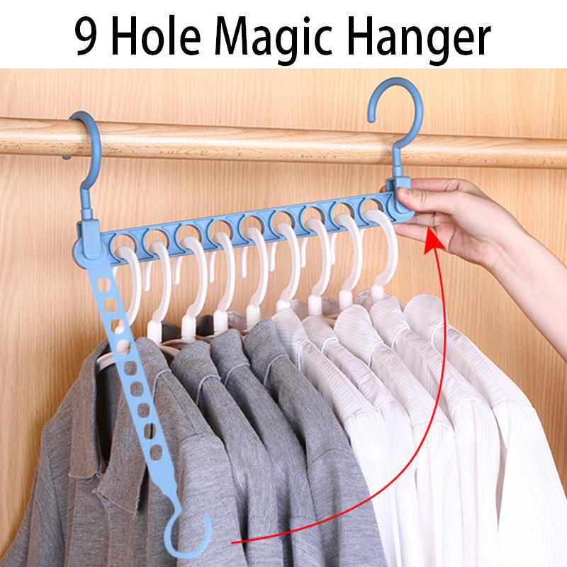 9 Hole Magic Hanger Creative Multi-functional Hanger Household Internet Popular Magic Storage Artifact Non-slip Drying Rack