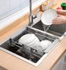 Stainless Steel Retractable Kitchen Sink Drain Storage Rack Bowls Dish Drying Holder Vegetables Fruits Cleaning Drain Basket