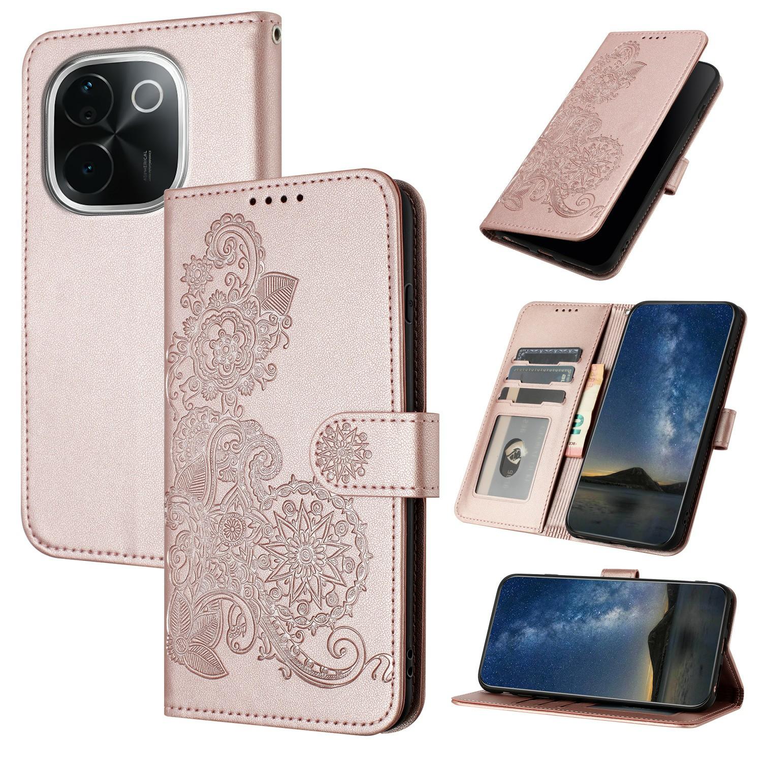 

For vivo T3 Pro 5G/iQOO Z9s Pro 5G Phone Cases Mandala Flower Leather Wallet Mobile Cover with Strap A