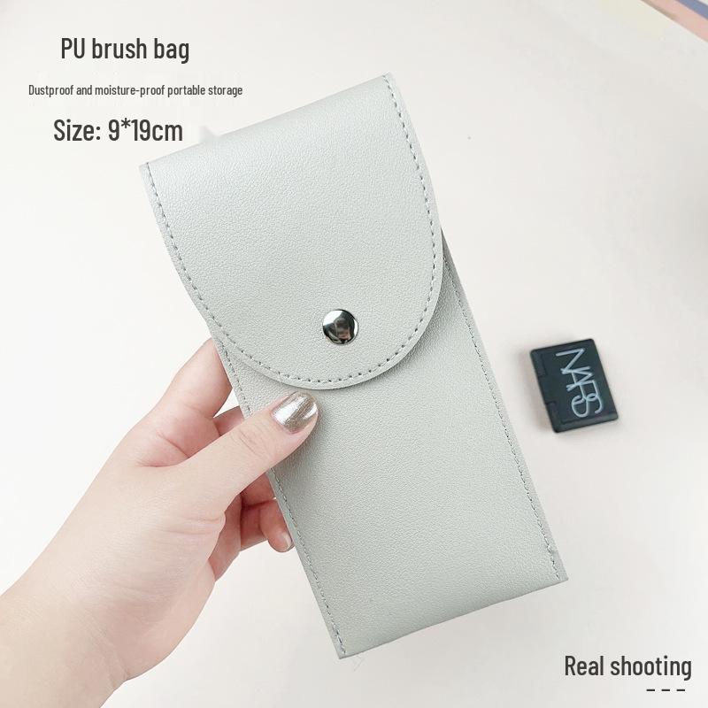 Fangyuanyuan 8-Piece Wooden Handle Eyeshadow & Nose Shadow Brush Set with PU Bag - Soft Bristle Makeup Brushes