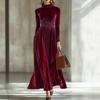 Women's Velvet Long Sleeve Turtleneck Dress for Fall and Winter