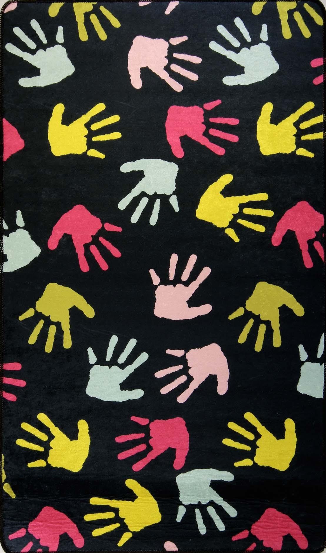 Tapis chambre enfant 120x160 cm Polyester Hand 120x160 cm noir