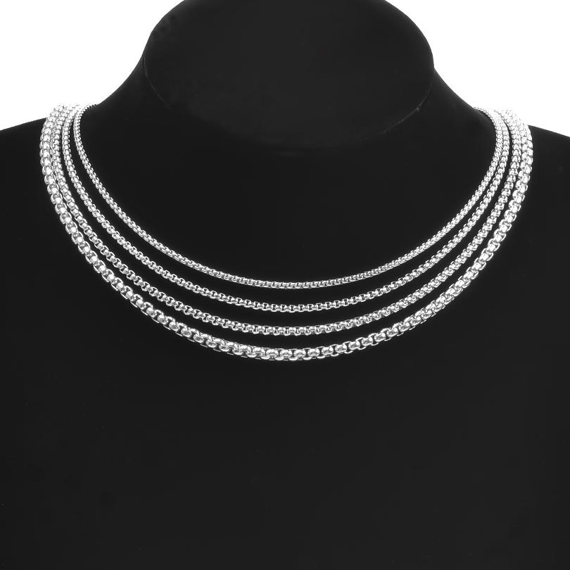 2/2.5/3/4mm Stainless Steel Square Rolo Chain Necklaces For Women Men Accessories 40-90cm Long Chains Round Box Jewelry Bulk Set