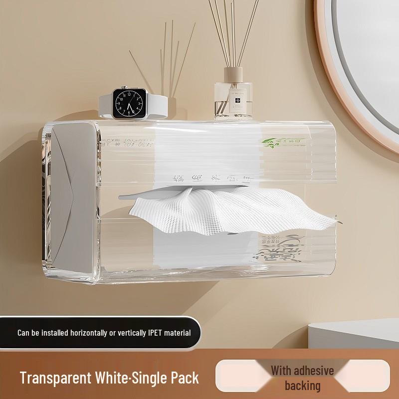 Wall-Mounted Tissue Box for Bathroom, Kitchen & Toilet - Upside-Down Tissue and Face Towel Dispenser