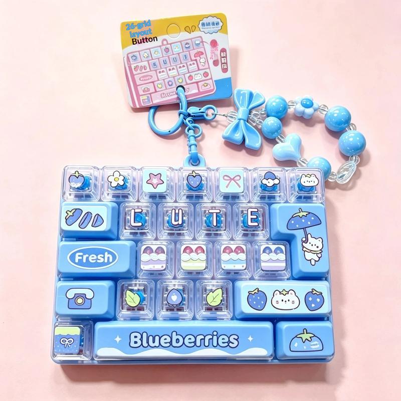 Cute Anti-Anxiety Decompression Toy 26 Key Clicker Fidget Toy Lightweight Bag Pendant Stress Relief For Kids Gifts Desk Decor