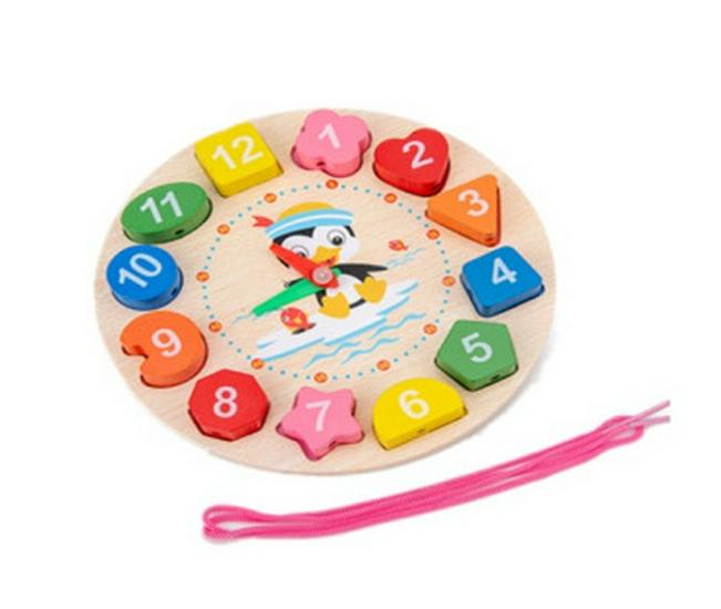 Wooden Animal Shape Learning Clock: Educational Toy for Toddlers