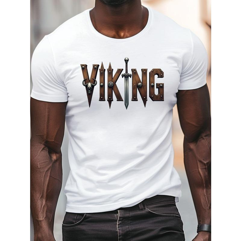 

Европейские размеры Мужская повседневная футболка с коротким рукавом с викингами и средневековым дизайном, идеально подходит для лета, Большого размера S белый