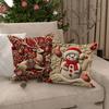 4-Piece Christmas Pillow Cover Set with Santa, Snowman, and Reindeer Designs for Living Room & Bedroom Decor