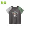 27kids Kids Short Sleeve T-Shirt Summer Baby Boy Pure Cotton Clothes Boy's Clothing Cartoon Bear Raglan Sleeve Tops