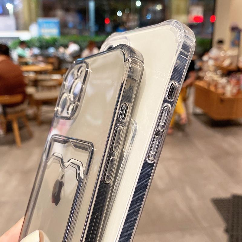 Etui na telefon z uchwytem na karty Dla iPhone 16E Funda iPhone 11 13 16 Pro Max 14 15 12 XR X Xs 7 8 Plus SE Wstrząsoodporny Slot na karty Miękka okładka