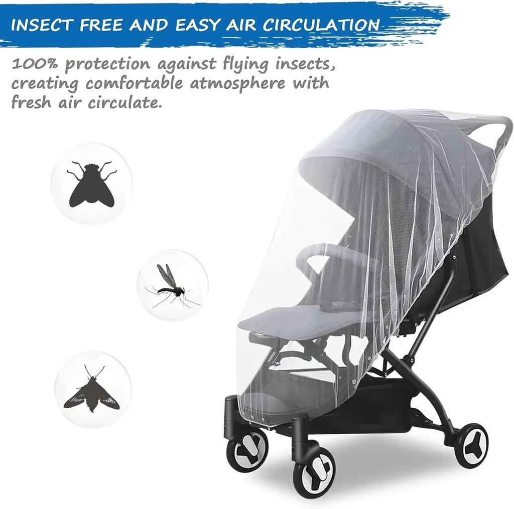 Baby Mosquito Net for Stroller Reusable Bug Net for Stroller Portable Mini Crib Portable & Durable Baby Insect Netting