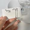 JWER Romantic French Silver Color Asymmetric Star Long Tassel Korean Fashion Zircon Drop Earring For Girl Women Birthday Gifts