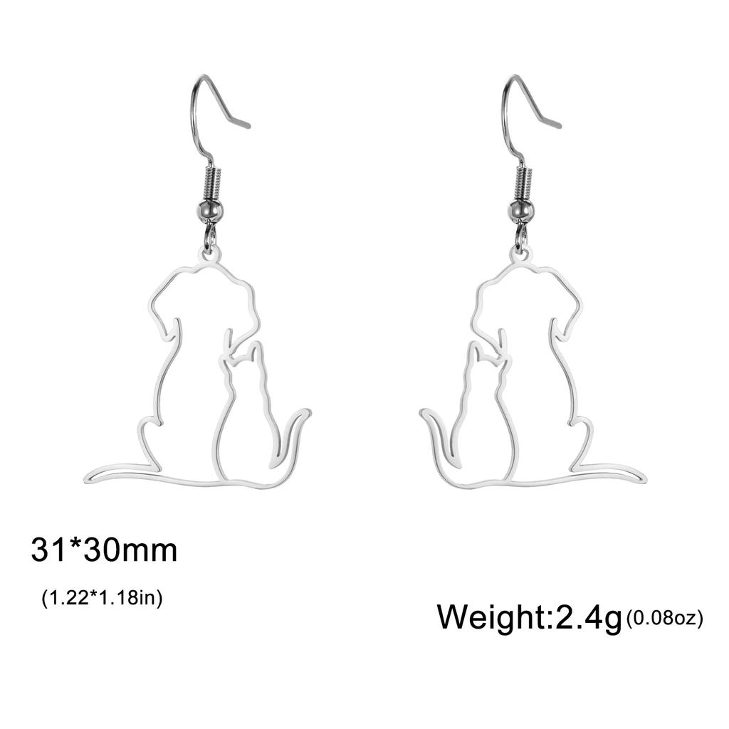 Cazador Hugging Cats Kittens Earrings for Women Stainless Steel Cute Dog Dangle Earrings 2026 Trend Jewelry Birthday Gift