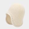 Casual Versatile Winter Knitted Hat Ear Protection Warm Overhead Cap Solid Color Coldproof Earflap Hat for Women