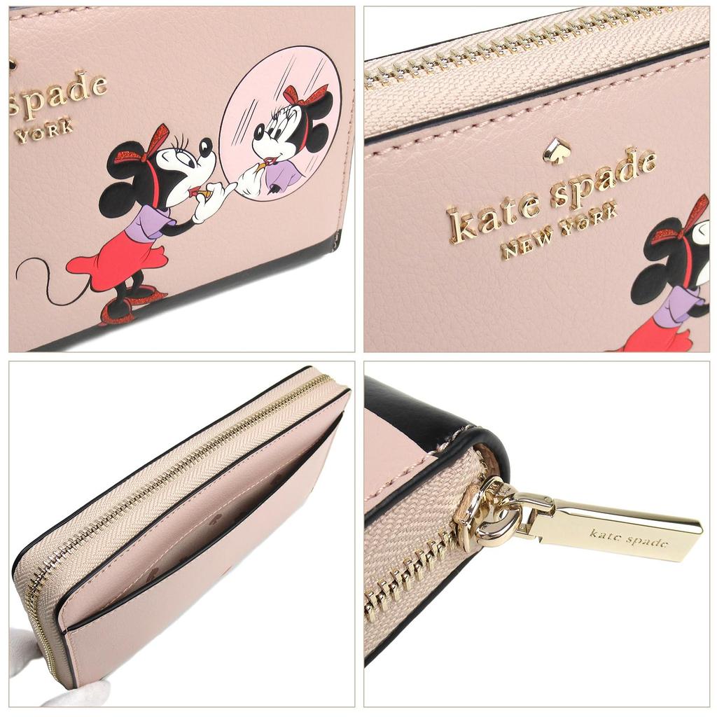 Kate Spade Wallet Leather Disney Collaboration Disney Minnie Mouse Round Zip Long Wallet Minnie Mouse Large X Vellum Featured!! Collaboration!!