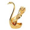 Coffee Spoon Holder Set Metal 6pcs Dessert Spoons and Swan Base Holder for Kitchen Coffee Station Bar Party Tabletop