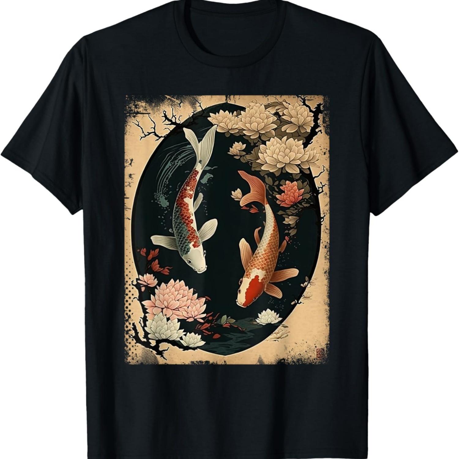 Nishikigoi Koi Carp Fish  Art Japan Cherry Blossom T-Shirt S