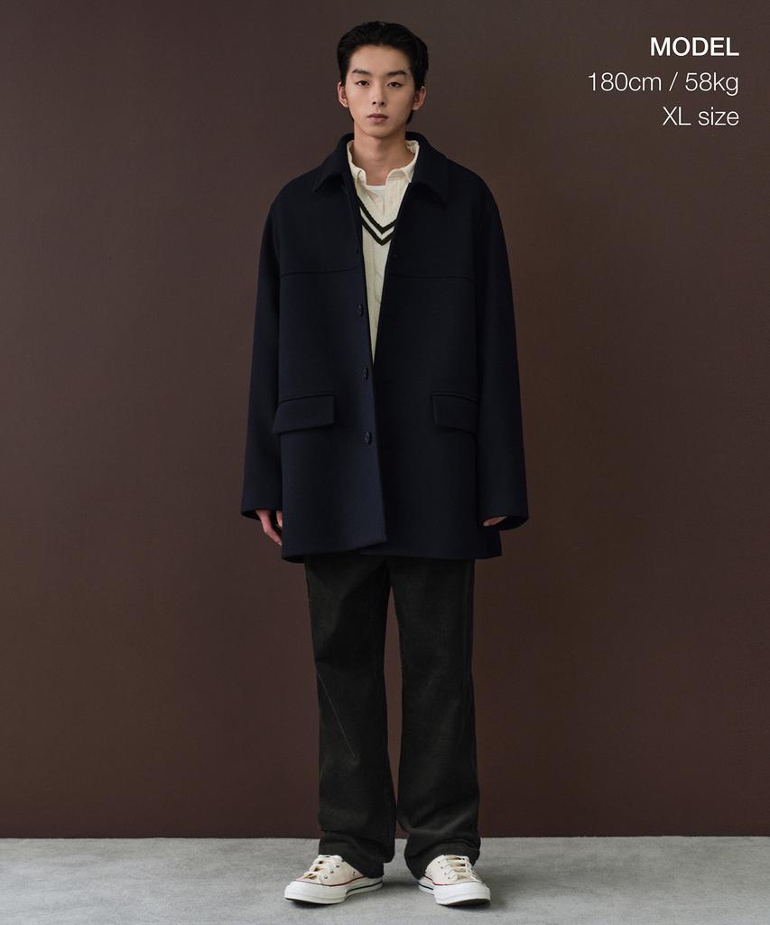 Musinsa Standard Wool Blend Oversized Car Coat [Grayish Navy]