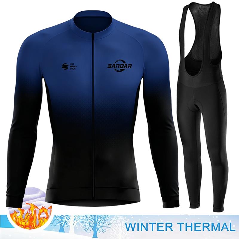 Men Winter Fleece Thermal Jacket MTB Bicycle Clothing Long Sleeve Cycling Jerseys Set Ciclismo Outdoor Warm Cothes Pants