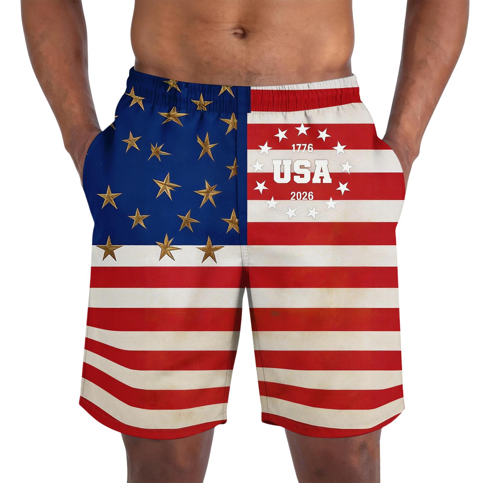 

Men s Casual Trendy Independence Day Printed Shorts, Lightweight Breathable Athletic Shorts For Men XL кавун червоний колір