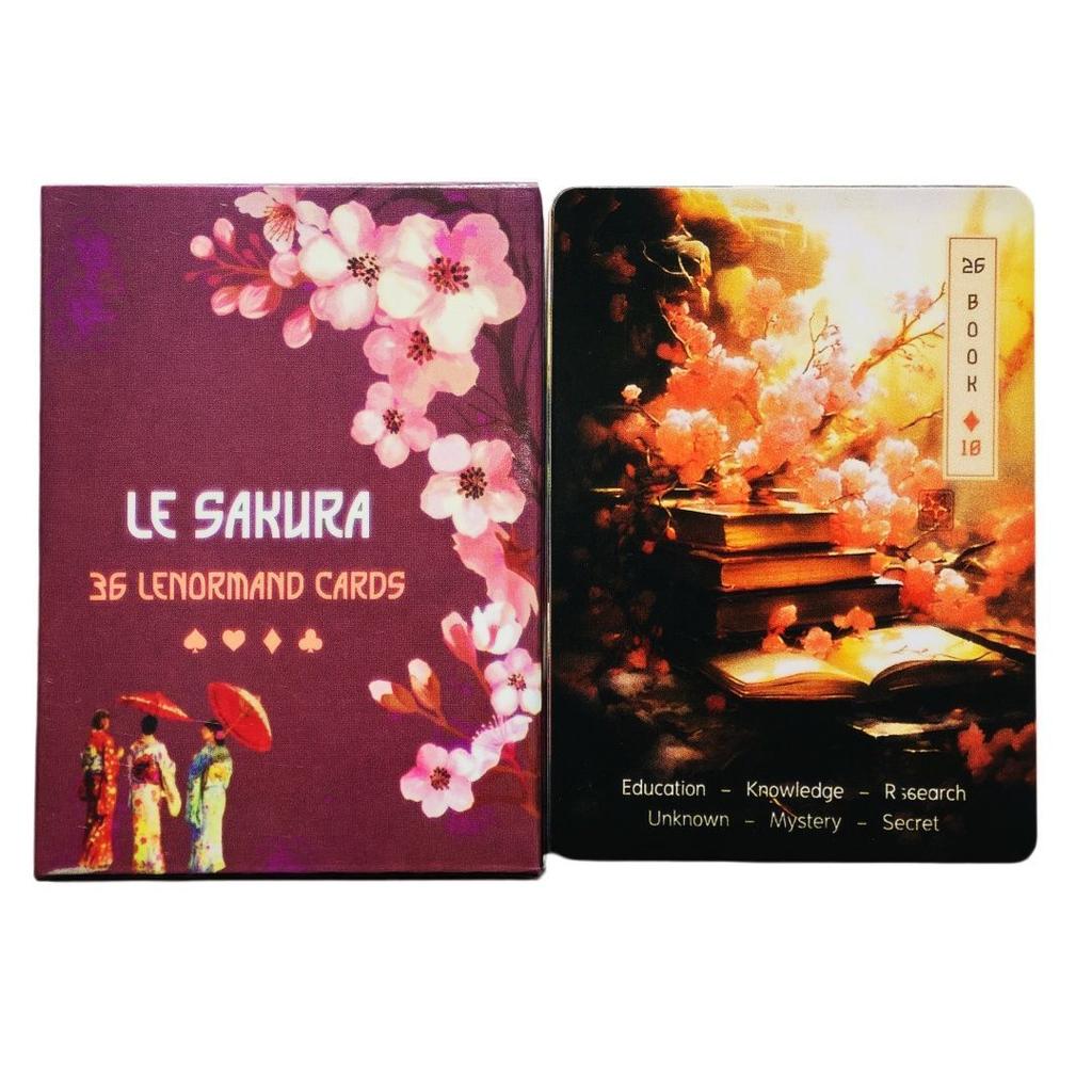 Las Cartas Lenormand Sakura - Baraja de 36 Cartas con Palabras Clave - Cartas Oráculo Temáticas de Flor de Cerezo Japonés 9*6cm