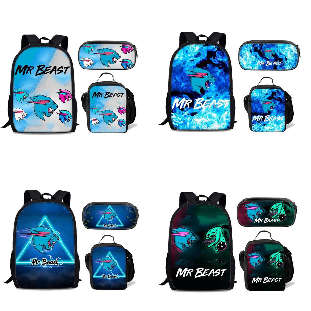 Mr Beast Lightning Cat Triset With Padded Shoulder Straps For Casual Daypack And School