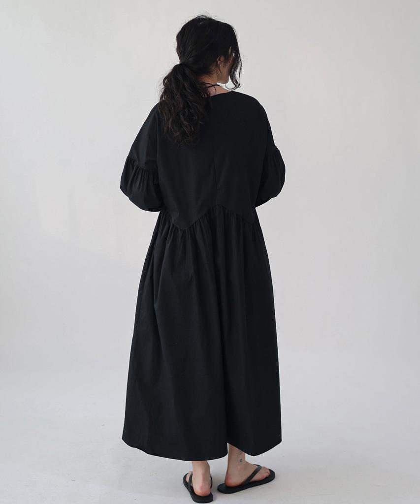 Keullaepeu Wave Puff Cotton Dress_Black