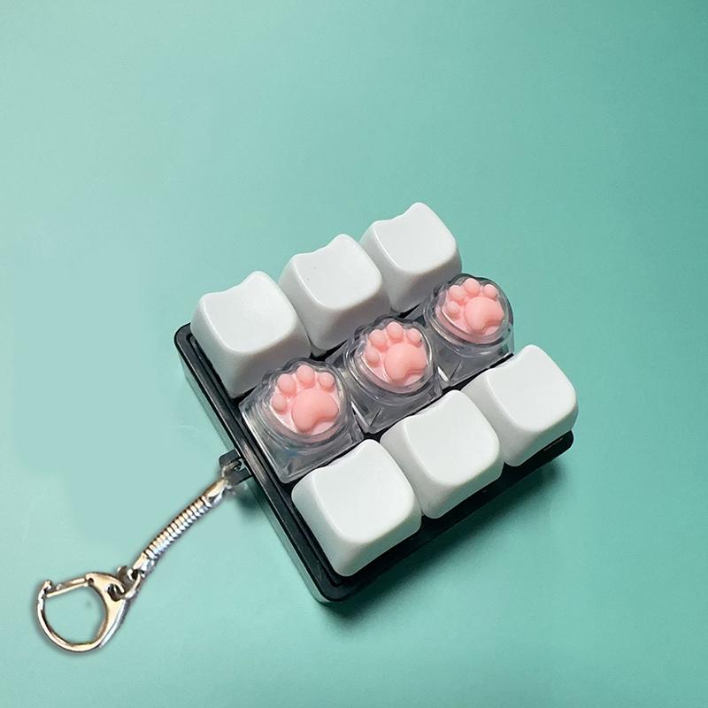 9 Keys Keyboard Fidget Keychain Antistress Keyboard Button Fingertip Key Cap Pendant Stress Relief Toys For Children Adults Gift