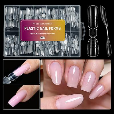 New Double-Side Dual Forms Nails Mold Full Cover Poly Nail Gel Extension Almond Square Acrylic Nail False Tips Top Forms 120pcs