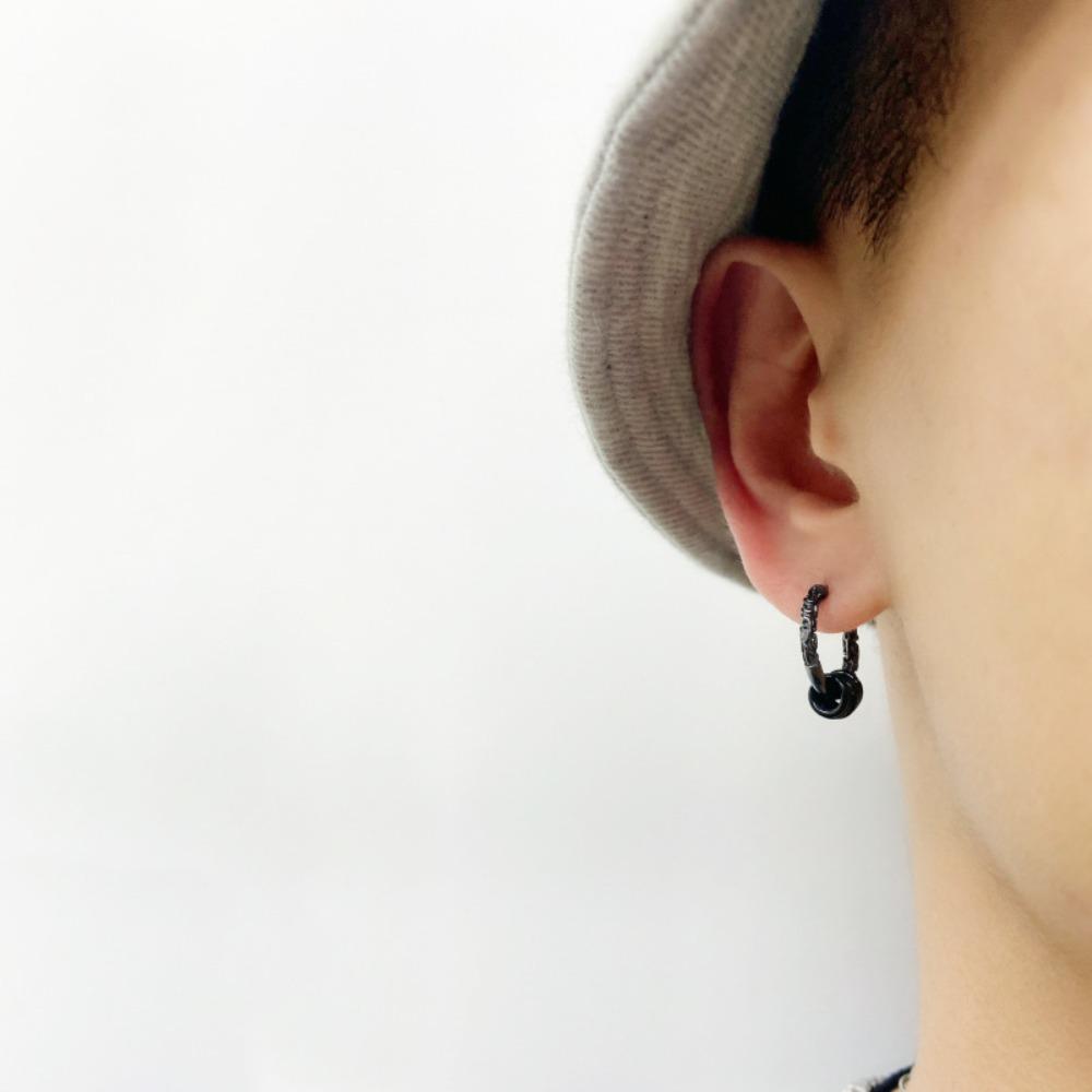 Silver Plated Earrings for Men Black Gold Hoop Stylish Hip Hop Jewelry Unisex Fashion Accessories