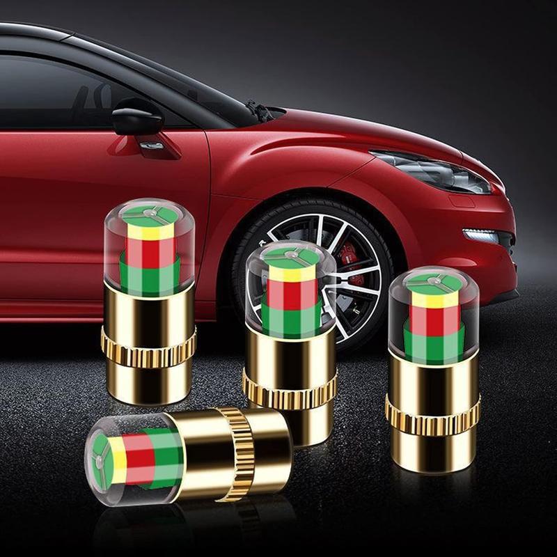 4 Pack 3 Color Indicator Tire Pressure Monitor Valve for Small Medium Motorcycle Bicycle Tire Pressure Monitoring and Alert