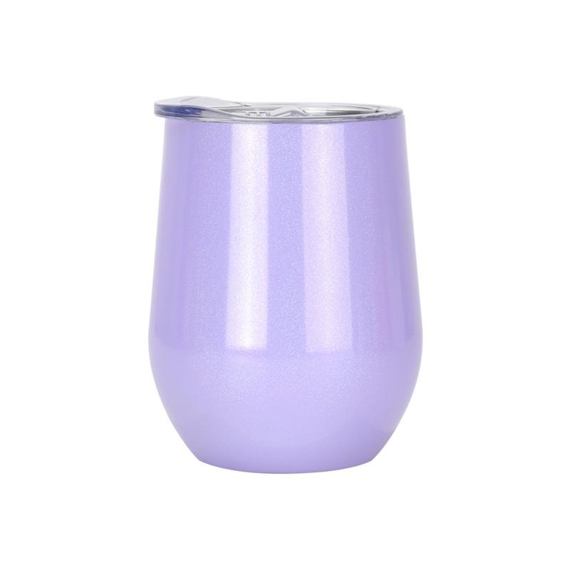 Stainless Steel Wine Cup 12oz Double Layer Eggshell Cup Rainbow Paint Gradient U Shaped Beer Mug