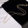 Titanium Steel Fashion Temperament Black And White Double-Sided V Letter Necklace Women'S Rose Gold Short Design Clavicle Chain